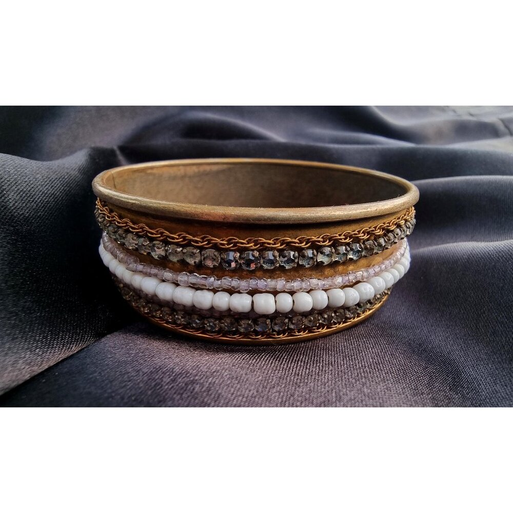 Rare Find Vintage MIRIAM HASKELL Signed 1930s Bangle Bracelet Bronze Toned